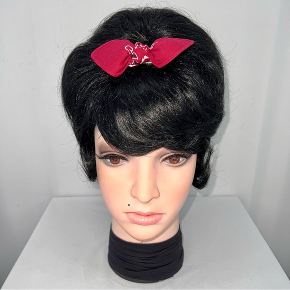 Deep Red Paisley Rockabilly Bandana Knotted Hair Bow - Picture 2 of 11